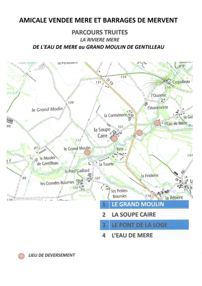 Parcours Truite rivière Mère de L'Eau de Mère au Grand moulin de Gentilleau