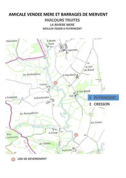 Parcours Truite Rivière Mère de Moulin Texier à Puyrincent