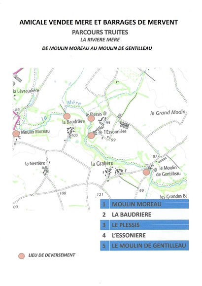 Parcours Truite Rivière Mère du Moulin Moreau au Moulin de Gentilleau