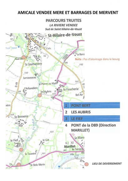 Parcours Truite Rivière Vendée au Sud de Saint Hilaire de Voust